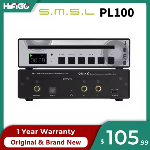 Pre-order SMSL PL100 CD Player CS43131 Desktop Decoder Optical Coaxial 3.5mm Headphone Output with R