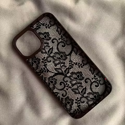 Vintage Black Lace Floral Advanced Design Phone Case For iPhone 17 16 15 14 13 12 11 Pro Max XR XS 7