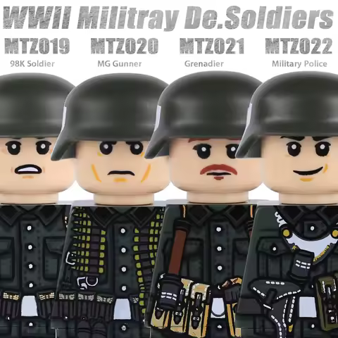 WW2 Military 98K Soldiers Figures Building Blocks Helmet Accessories Army Infantry Gun Bricks Toys