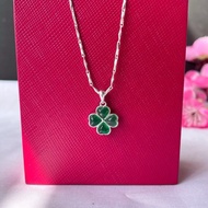 999 Necklace Sterling Silver Four-Leaf Clover Pendant Necklace Women Light Luxury Niche Clavicle Cha