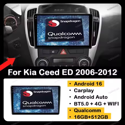 Android 16 Car Radio For Kia Ceed ED 2006 - 2012 Qualcomm 4G WIFI BT Head Unit QLED Multimedia Video