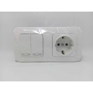 SAKLAR SERI + STOP KONTAK WID BROCO GALLEO G26251-55SWID - SNOW WHITE