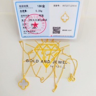 Goldandjewel 18K Gold 10mm Clover Pendant Necklace in 18K HK Setting w/ certificate Gold Necklace Pa