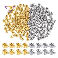 80pcs Crimp Beads for Jewelry Making, Gold Silver Spacer Beads Metal Bead Stopper Crimp Charms for B