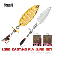 Kingdom FLY LURE SET 4pcs/box Long Casting Metal Spinner Spoon Jigs Fishing Lures 1.5g 2.2g 3g 3.2g 