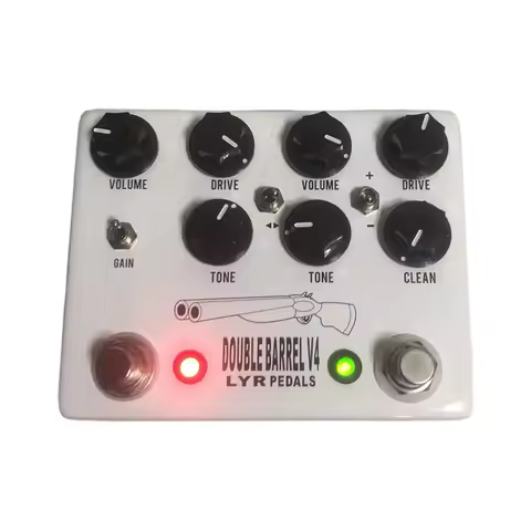 LYR PEDALS Ly Rock Doublebarrel V4 White Classic Double Tube Overdrive Effector Pedal - Real Bypass 