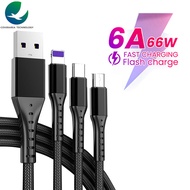 สายชาร์จเร็ว 3 In 1 66W 6A สาย USB Type C ชาร์จเร็ว สำหรับ Samsung S20 Xiaomi Mi 9 iPhone 14 13 12 1211 ProMax X XR 8 7 5 5S 6 6S iPad Realme Xiaomi MI8/9/10 OPPO A83 F9 VIVO X7 HUAWEIสาย Micro USB สาย iPhone