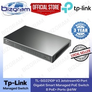 Tp-Link TL-SG2210P V3 Jetstream10 Port Gigabit Smart Managed PoE Switch 8 PoE+ Ports -61W, 2 SFP Slots Omada SDN(3Y Wty)