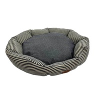 TRUSTIE Pet Bed Oval - Stripe (Black / Blue) (Large) (70x65x14cm)