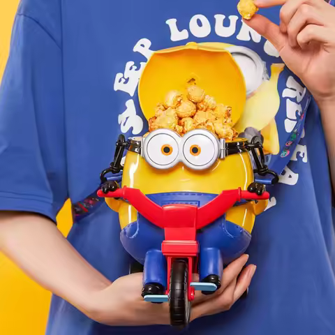 OFFICIAL Despicable Me Minions Cycling Otto Popcorn Bucket Storge 46oz with Strap Movie Exclusive Th
