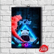 Poster kayu neon aesthetic gamingdecorasi rumah kamar cowok keren pecinta gamer