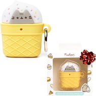 iFace x Pusheen Cute AirPods 1 and 2 Case - Silicone Protective Cover [Carabiner Clip Included] [Wir