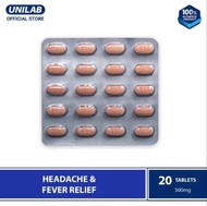 Unilab Biogesic 20 Tablets-500mg Paracetamol for Quick Relief of Headache and Fever