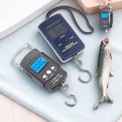 Portable 50kg Hanging Scale Digital Electronic Scale BackLight Fishing Travel Pocket Luggage Scale W