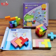 [SG Seller]Wooden toys children's educational building blocks 3D blocks children's educational 3D Te