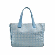 Chanel Travel Line 牛皮 帆布 冰格紋 中古 單肩包