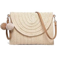 Mokoze Straw Bag for Women, Tote with Magnetic Buckle Hand Woven for Travel, Party, Vacation Essenti