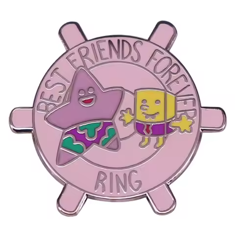 Spongebbbob Squarepppants Best Friends Forever Ring Enamel Pin pink rudder Badge Backpack Decoration