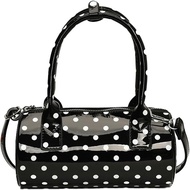 Beg Silang Halemet Polka Dot untuk Wanita, Beg Boston Bulat, Dompet Berkilat, Beg Tangan Wanita, Beg