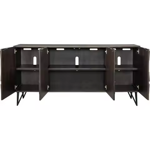 [Hot Sale, Buy Now!]Chasinfield Urban Geometric Design TV Stand Fits TVs up to 70", 4 Cabinet Doors 