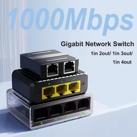 1000Mbps Network Switch Ethernet Adapter 1 to 2/3/4 RJ45 LAN Internet Splitter Gigabit Switch for PC