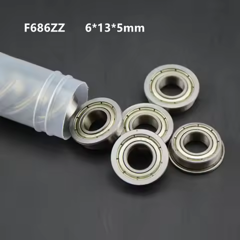 100pcs F686ZZ Flanged bearings F686 F686-2Z 6*13*5 miniature shielded flange deep groove ball bearin
