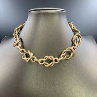 Medieval vintage Gold-Plated Exaggerated Necklace Retro Light Luxury Ring Buckle Necklace Unique Exa