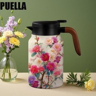 PUELLA Thermos Bottle, Retro Floral Printing Flower Insulated Kettle, Portable 800ML/1500ML Vintage 