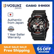 CASIO / G-SHOCK GSHOCK GA-100-1A4 ( GA 100 1A4 GA-100 GA100 ) AnaDigi Combination Model Black Red Wrist Watch For Men from YOSUKI JAPAN