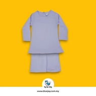 Baju Kurung Budak Perempuan Kurung Moden Raya 2024 Soft Cotton Jameela Kids Kurung Plain Blue jay