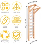 Wooden Swedish Ladder SP1, Stall Bars Set for Physical Therapy & Gymnastics