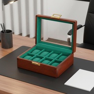 Wooden Watch Box Divided Compartments 8-Slot Watch Box Lockable Rectangular