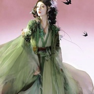 Tu Qiqi Dieying Myth Series Big Sleeve Shirt - Cross Collar Straight Hanfu