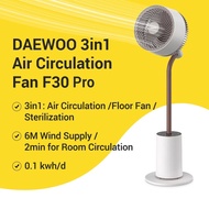 DAEWOO Mute Floor Fan Tower Fan F30 Pro 3in1 Air Circulation Fan Desktop Fan Standing Fan Floor Lamp/Sterilization 12-Speed DC  Camping Fan Remote Control Low Noise 大宇3合1直流空气循环扇