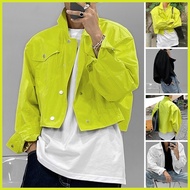 XMAN S-5XL Men's Fashion Crop Tops Long Sleeves Solid Color Suit Jacket
