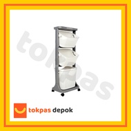 Keranjang Laundry 3 Susun Roda / Rak 3 Susun Plastik Olymplast Flexyble Trolley OFT 03