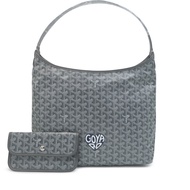 Goyard Grey Goyardine Canvas and Chevroches Calfskin Boheme Hobo Bag