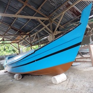 Kapal Perahu Full Fiber Nelayan 8 Meter X 1.60MExtra Sayap Tinggi + Es Box Bagasi