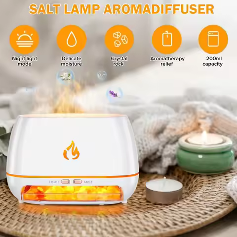 3-in-1 Ultrasonic Essential Oil Diffuser & Himalayan Salt Lamp Diffuser & 7 Colors Changing Oil Diff