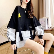 เสื้อฮู้ดผู้หญิงไซส์ใหญ่ 300 ปอนด์ ทรงหลวม แขนยาว คอกลม ทรงหลวม แฟชั่นฤดูใบไม้ผลิและฤดูใบไม้ร่วง สไต