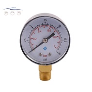 0-1bar 50mm Water Pressure Gauge Meter 1/4 inch NPT Thread Manometer -50-15psi