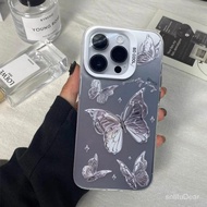 iPhone 14 Case Silver Flying Butterfly for Apple 15 Phone Case Iphone14promax Retro 13pro Matte Advanced X