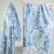 Vải Sọc Van Gogh Sky Night Blue Star Handmade Sunscreen Cardigan Fabric Silk Lyocell Fiber Home Deco