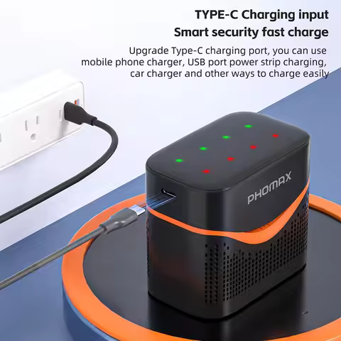 PHOMAX Lithium ion Battery 8 Slots AA/AAA Charging Charger 1.5V 4200mWh/1100mWh Rechargeable Batteri