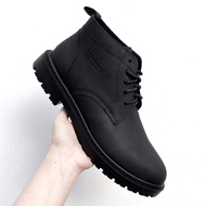 Giày Nam Boot Da Bò Cổ Lửng Combat boot TEFOSS HN008 Mạnh Mẽ Cá Tính size 38-44-ĐEN