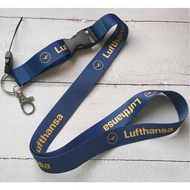 [PENGHANTARAN LAJU ] PREMIUM Lufthansa Airline Lanyard German Airline Lanyard/Custom/Tali Lanyard Qu