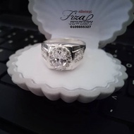 cincin lelaki permata putih silver 925, cincin lelaki perak 925 batu putih, silver 925 men ring in w