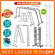 M47 Ladder 16-Step / 12-Step Aluminum Multipurpose Multi Purpose Tangga Lipat 3.7m 4.7m 15.41ft 折叠梯 
