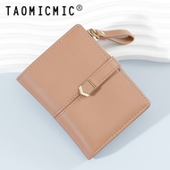 Taomicmic Simple Short Wallet Ladies Foldable PU Card Holder with Zipper Coin Purse