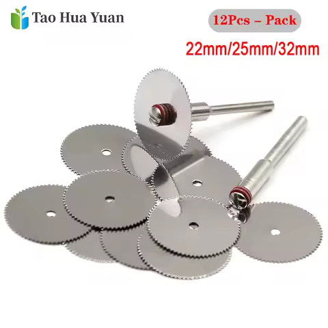 10Pcs/Set Wood Saw Blade Disc + 2 x Rod Dremel Rotary Cutting Tool 10 x 22/25/32mm Woodworking Tools